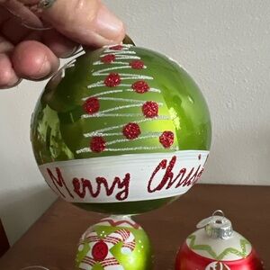 Pier 1 Glass Christmas Ornaments Set of 4